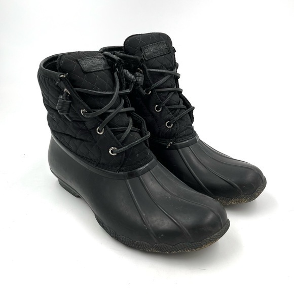 Sperry Shoes - Sperry All Black Waterproof Duck Boots Size 8